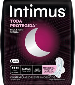 ABSORVENTE INTIMUS GEL NOTURNO SUAVE COM ABAS 8UN 