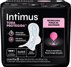 ABSORVENTE INTIMUS GEL NOTURNO SUAVE COM ABAS 8UN 