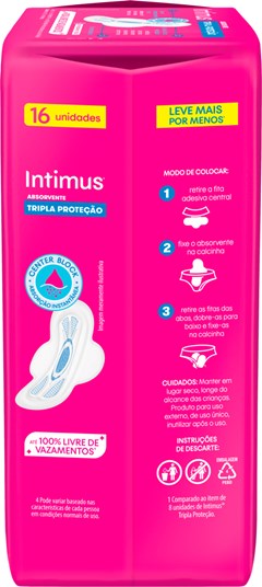 ABSORVENTE INTIMUS GEL SUAVE COM ABAS LEVE 16 PAGUE 14  