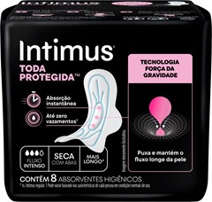 ABSORVENTE INTIMUS GEL NOTURNO SECA COM ABAS 8UN 