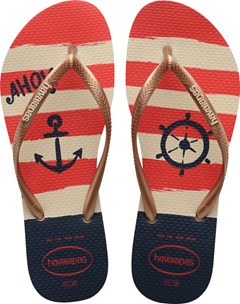 SANDÁLIA HAVAIANAS SLIM NAUTICAL BEGE/ROSE 39/40