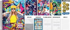 CADERNO CAPA DURA UNIVERSAL JANDAIA TEEN WAY 15 MATÉRIAS 300F