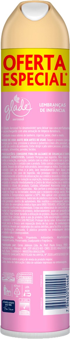 PURIFICADOR AEROSOL GLADE 360ML LEMBRAÇAS DE INFÂNCIA GRÁTIS 20%