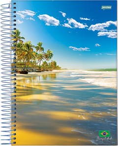 CADERNO CAPA FLEXÍVEL JANDAIA ESPIRAL 1/4 BRASILIDADE 96F