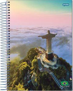 CADERNO CAPA FLEXÍVEL JANDAIA ESPIRAL 1/4 BRASILIDADE 96F
