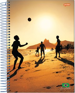 CADERNO CAPA FLEXÍVEL JANDAIA ESPIRAL 1/4 BRASILIDADE 96F