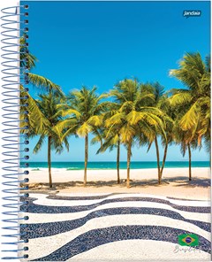 CADERNO CAPA FLEXÍVEL JANDAIA ESPIRAL 1/4 BRASILIDADE 96F