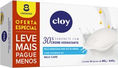 SABONETE CLOY 80G CREME HIDRATANTE MILK CARE LEVE MAIS PAGUE MENOS