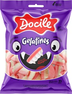 BALA GELATINA DOCILE 80G DENTE VAMPIRO