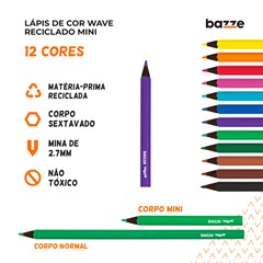 LÁPIS COR 12 COR BAZZE WAVE MINI