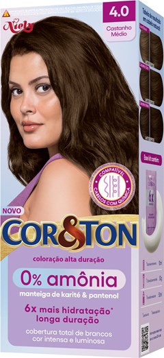 TINTURA COR&TON SEM AMONIA 4.0 CASTANHO MEDIO