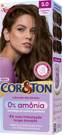 TINTURA COR&TON SEM AMONIA 5.0 CASTANHO CLARO