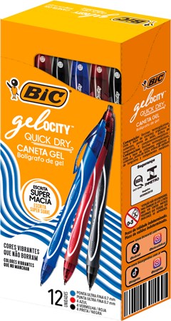 CANETA BIC GELOCITY QUICK 0.7M AZUL/VERMELHO/PRETO