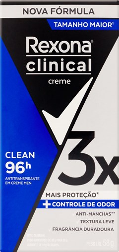 DESODORANTE CREME REXONA 58G CLINICAL MASCULINO CLEAN