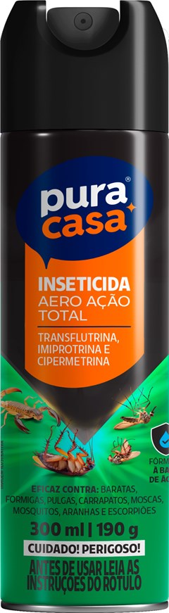 INSETICIDA AEROSOL PURA CASA 300ML ACAO TOTAL