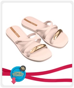 SÁNDALIA IPANEMA METAL CHIC SLIDE BEGE/OURO 34