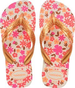 SANDÁLIA HAVAIANAS KIDS FLORES BEGE/DOURADO 27/28