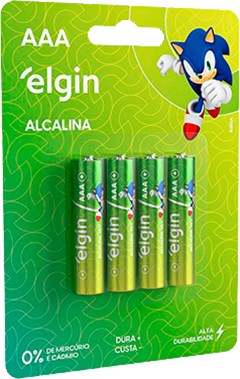 PILHA ELGIN ALCALINA AAA BLISTER COM 4 PEÇAS