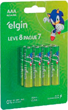 PILHA ELGIN ALCALINA AAA PROMOCIONAL  LEVE 8 PAQUE 7