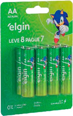 PILHA ELGIN ALCALINA AA PROMOCIONAL LEVE 8 PAQUE 7