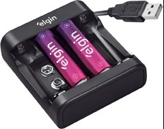 CARREGADOR DE PILHAS ELGIN USB COM 2 UNIDADES AA 1500 MEGAAMPÉRE