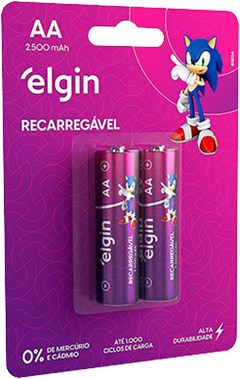 PILHA ELGIN RECARREGAVEL AA PEQUENA 2500 MEGAAMPÉRE BLISTER