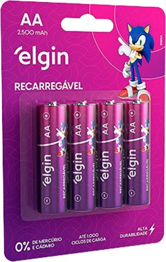PILHA ELGIN RECARREGAVEL AA PEQUENA 2500 MEGAAMPÉRE BLISTER