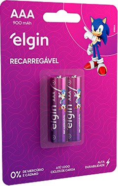 PILHA ELGIN RECARREGAVEL AAA PALITO 1000 MEGAAMPÉRE BLISTER 2X1