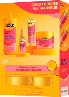SHAMPOO 275ML + CONDICIONADOR 175ML NIELY GOLD RECONSTRUÇÃO POTENTE
