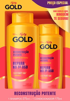 SHAMPOO 275ML + CONDICIONADOR 175ML NIELY GOLD RECONSTRUÇÃO POTENTE