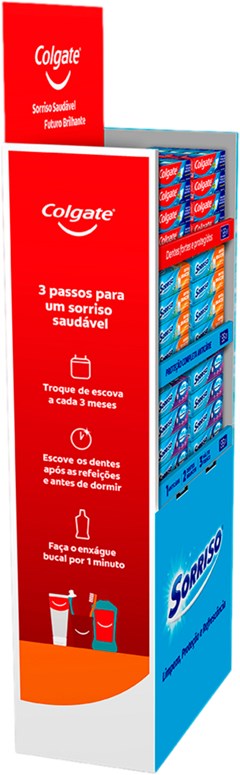 DISPLAY COLGATE 84UN MPA 90GR + 60UN SORRISO DENTES BRANCOS 90GR + 72UN  SORRISO 70G LIMPEZA COMPLETA