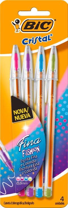 CANETA BIC FINA FASHION 4 CORES