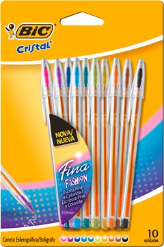 CANETA BIC FINA FASHION 10 CORES