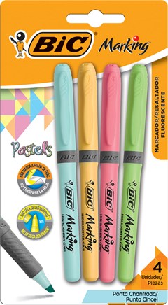 MARCADOR TEXTO BIC 4 CORES PASTEIS