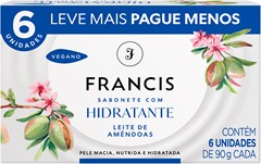 SABONETE FRANCIS HIDRATANTE 90G LEVE MAIS PAGUE MENOS BRANCO - LEITE DE AMÊNDOAS
