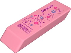 BORRACHA ESC MERCUR TR DECORADA ROSA/BCA