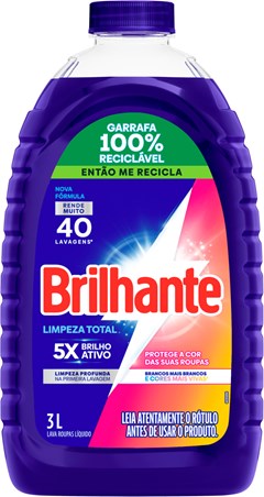 SABÃO LÍQUIDO BRILHANTE 3LT LIMPEZA TOTAL