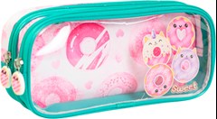 ESTOJO ESCOLAR KIT RETANGULAR INFANTIL SWEET DONUTS