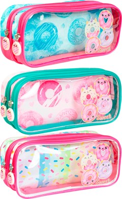 ESTOJO ESCOLAR KIT RETANGULAR INFANTIL SWEET DONUTS