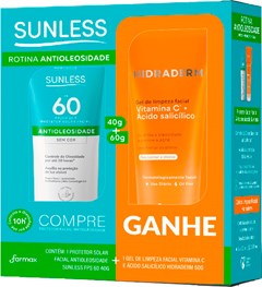 PROTETOR SOLAR SUNLESS FACIAL ANT OLEOSIDADE 40G FPS60 + GEL LIMPEZA