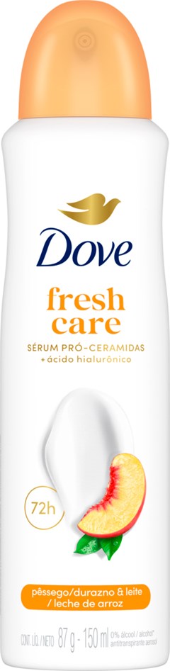 DESODORANTE AEROSOL DOVE 150ML FRESH CARE PÊSSEGO & LEITE DE ARROZ