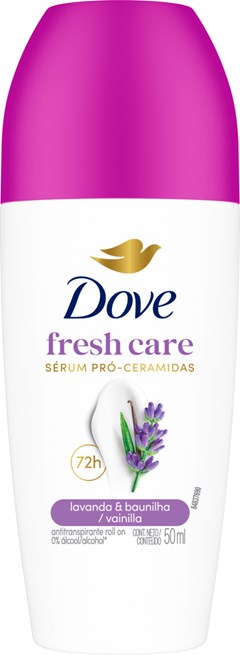 DESODORANTE ROLL ON DOVE 50ML FEM FRESH CARE LAVANDA & BAUNILHA