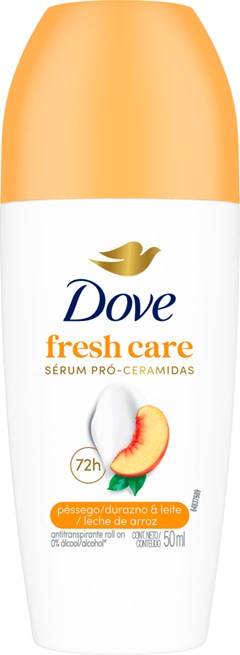 DESODORANTE ROLL ON DOVE 50ML FEM REGULAR PÊSSEGO & LEITE DE ARROZ
