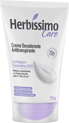 DESODORANTE CREME HERBISSIMO 55G BISNAGA CARE LINHACA E COENZIMA Q10