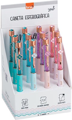 CANETA BRW FLOWER METALICA 1.0 PTA SORT
