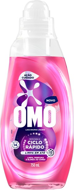 SABÃO LÍQUIDO OMO 750ML CICLO RÁPIDO AÇÃO CUIDADO