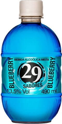 BEBIDA AGUARDENTE 29 490ML SABOR BLUEBERRY PET