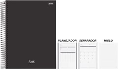 CADERNO CAPA DURA UNIVERSITARIO JANDAIA STIFF SLIM PRETO 10 MATERIAS 160 FOLHAS