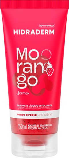 SABONETE LIQUIDO ESFOLIANTE HIDRADERM FARMAX 150ML MORANGO