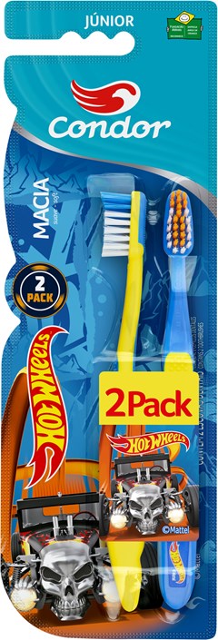 ESCOVA DENTAL INFANTIL CONDOR HOT WHEELS MACIA JR PACK COM 2